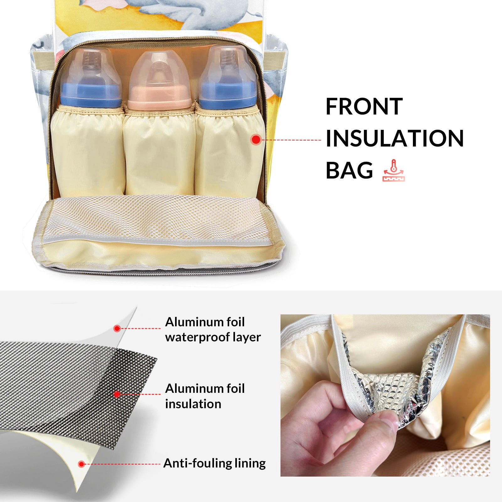 Novusopt Backpack Diaper Bag Large Capacity Insulated Baby Bottle Pocket