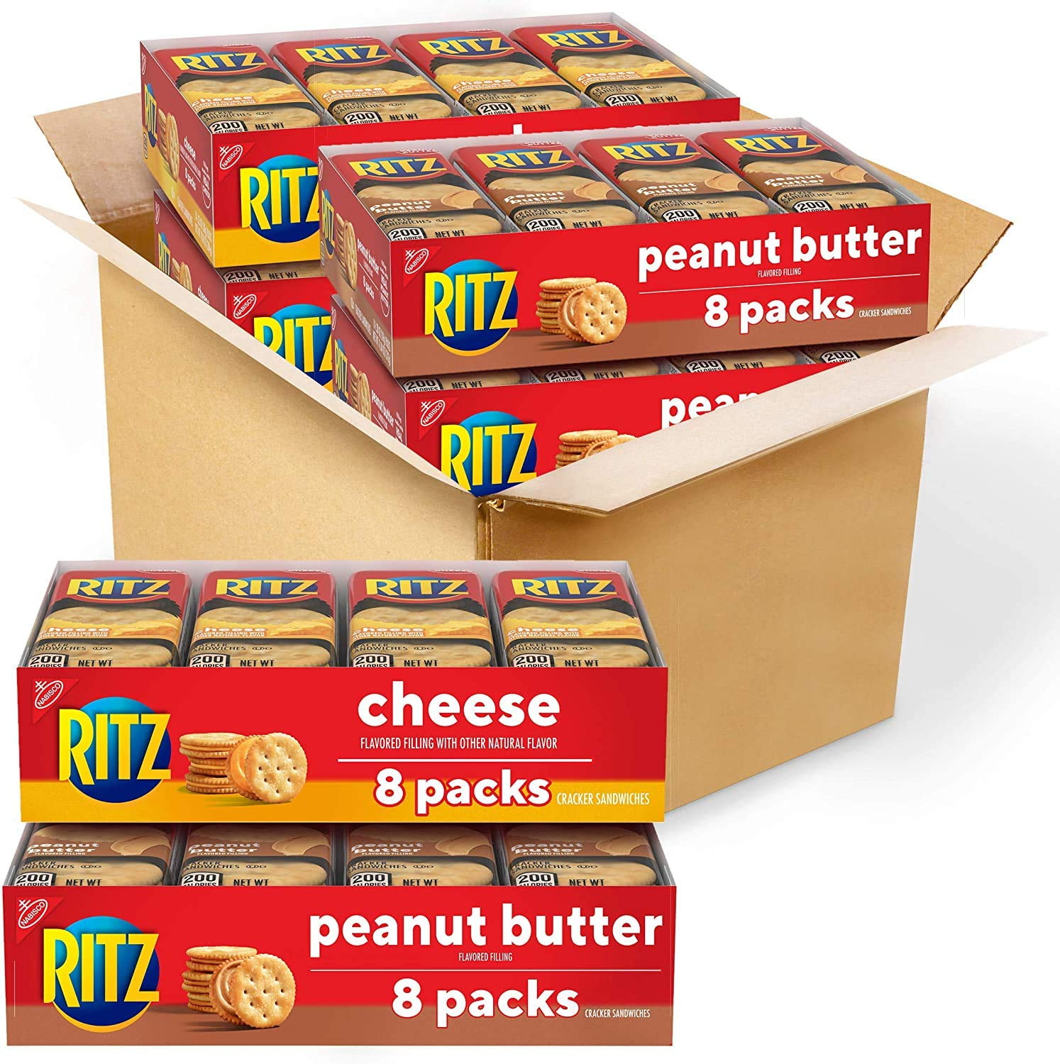 RITZ Peanut Butter Sandwich Cracker Snacks and Cheese Sandwich Crackers