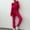 Hot Pink, variant on Babysbule Womens Fall Plus Top Sets Outfit Women's Casual Homewear Long-Sleeve Tops Trousers Turndown Collar Night Pajamas Suits