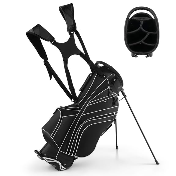 Lightweight Golf Stand Bag with 6-Way Dividers, Portable Golf Club Carry Bag with 8 Pockets and Insulated Cooler, Waterproof Sunday Bag with Rain Hood and Dual Shoulder Strap