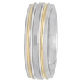 thumbnail image 3 of Men's Two-Tone Stainless Steel 7MM Striped Wedding Band - Mens Ring, 3 of 4