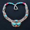 thumbnail image 2 of Tibetan Turquoise Red Coral Boho 925 Sterling Silver Nepali Necklace 18" VJ 6844, 2 of 5