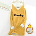 thumbnail image 2 of FAVIPT Women's Fleece Lined Hoodies Oversized Thick Thermal Warm Sweatshirt Long Sleeve Fleece Lined Pullover Casual Letter Print Tops 2025 Yellow,XXL, 2 of 3