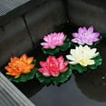 thumbnail image 3 of Farfi Artificial Lotus Flower Fake Floating Water Lily Garden Pond Fish Tank Decor (Milk White), 3 of 13