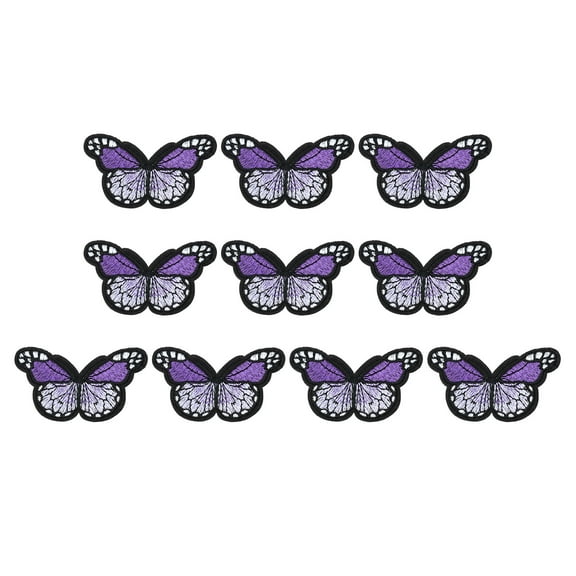 Uxcell 10 Pcs Butterfly Iron on Patch Sew on Iron on Decorative Patch,2.9"Lx1.8"W, Purple