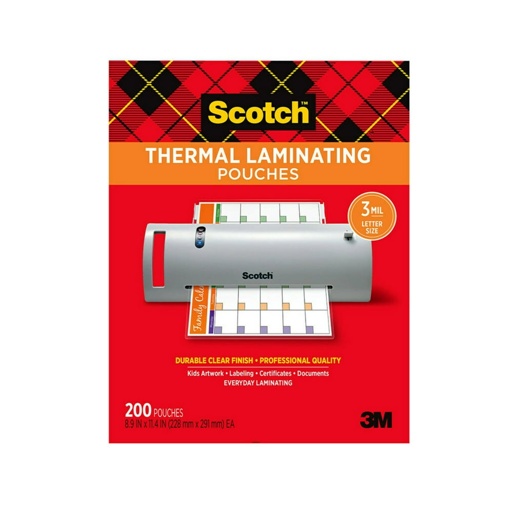 Scotch Thermal Laminating Pouches, 200 Count, 8.5" x 11", 3 mil Thick