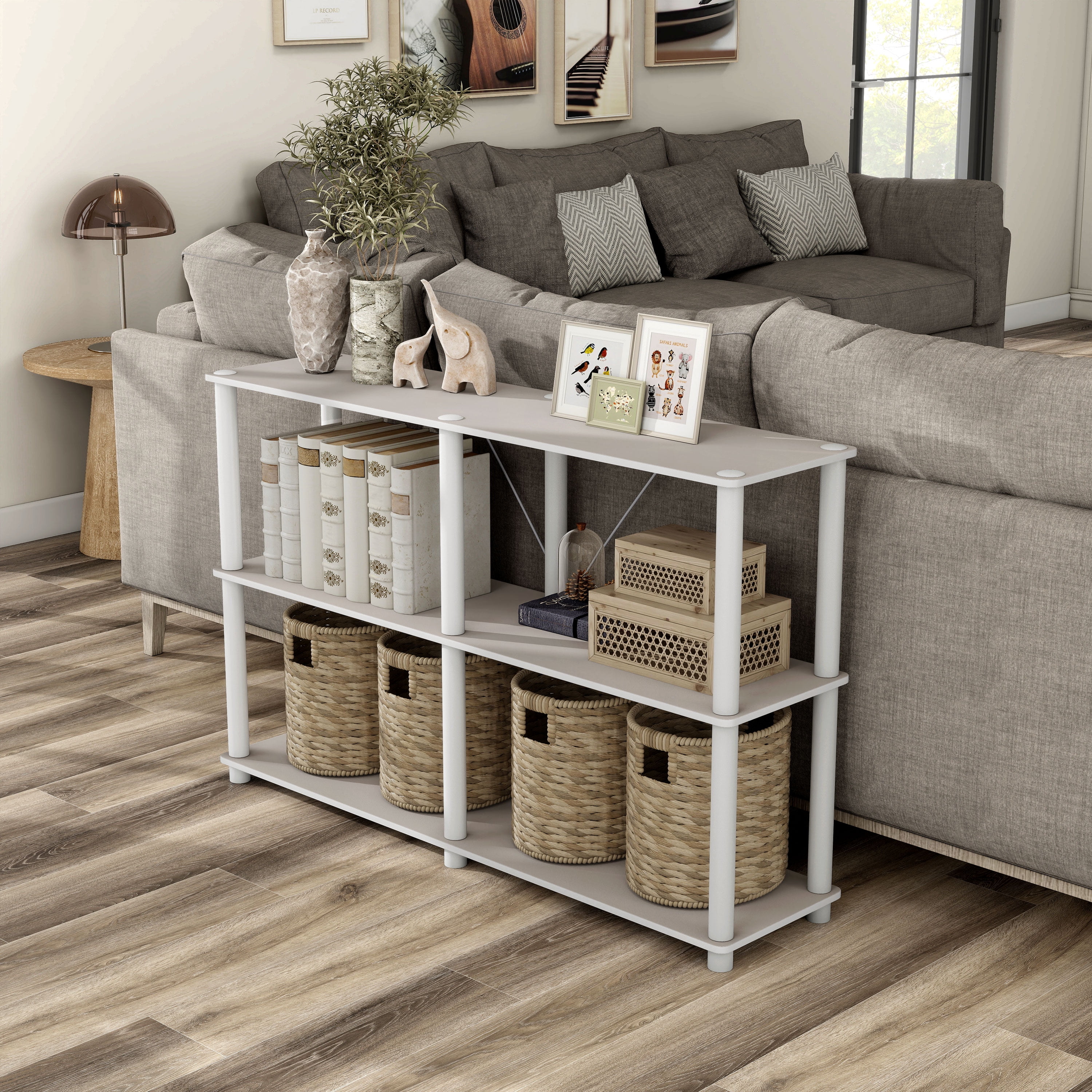 Furniture of America Brooks Adult Open Display Shelf Bookcase, 3-Tier 47-inch Console Table, Greige