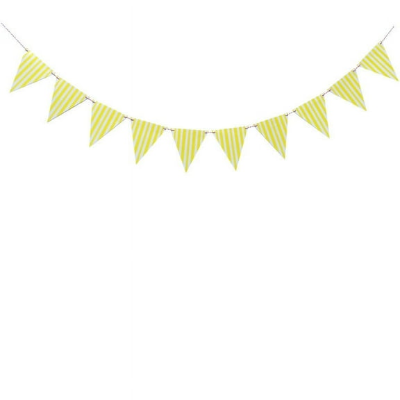 Zhuge 2 Pack Yellow Triangle Banner Decoration Party Supplies Bunting Signs for New Years Birthday Nursery Classroom Anniversary Decoration Graduation Flags 12 pcs 10 Feet
