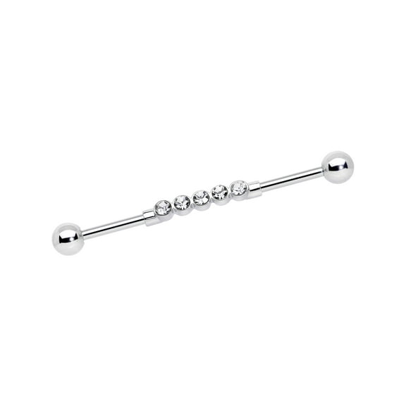 Body Candy Women 14G Steel Helix Cartilage Earring Clear Accent Quintuplet Industrial Project Barbell 1 1/2"