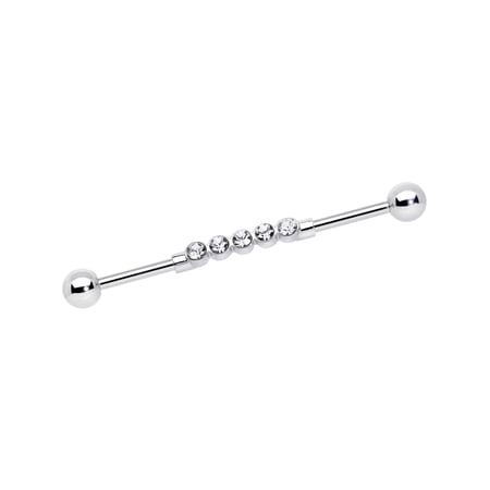 Body Candy Women 14G Steel Helix Cartilage Earring Clear Accent Quintuplet Industrial Project Barbell 1 1/2"
