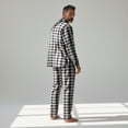 thumbnail image 6 of COUVER Men’s Fleece Pajama Set with Button-Down Top and Drawstring Pants Plaid Charcoal White Size S, 6 of 6
