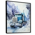 thumbnail image 2 of Designart "Arctic Hauler Turquoise Semi Truck I" Truck Floater Framed Canvas Print, 2 of 7