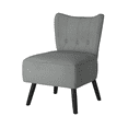 thumbnail image 2 of Velvet Accent Chair, Upholstered Wingback Lounge Chair Reading Chair with Solid Wood Legs, Comfy Button-Tufted Club Chair Single Sofa for Living Room Bedroom Guest Room, Grey, 2 of 5