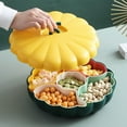 thumbnail image 4 of Pumpkin Shaped Snacks Serving Tray, Wheats Pumpkin Candy Box with Lid Multi Sectional Snack Bowl Trays, Dried Fruit Tray Organizer for Home Holiday(Yellow), 4 of 6