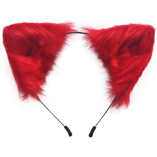 Diadema con orejas de piel sintética de zorro y gato, bonito disfraz de Halloween, Cosplay hecho a mano, aro para el pelo con orejas peludas de animales Ormromra LT204-8