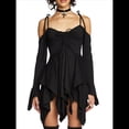 thumbnail image 1 of Disfraz de Halloween para Mujer, Vestido Midi Fluido con Pañuelo y Hombros Descubiertos, Estilo Hada Mariposa para Fiesta de Cosplay. Negro XXL, 1 of 10