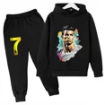 thumbnail image 3 of Conjunto de sudadera y pantalones deportivos para niños, conjunto de 2 piezas para niños y niñas, ropa para niños con estampado de avatar de Ronaldo, 3 of 5