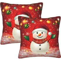 Christmas Pillow Covers Set of 2 20x20 Inch Throw Pillow Covers Snowman Light Decor Decorative Pillow Cases Holiday Square Cushion Covers Pillow Protector for Home Couch Sofa Car
