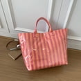 thumbnail image 3 of Striped Tote Bag for Women Large Work Totes Plaid Pool Handbag Letter Print Trendy Slouchy Beach Bag, 3 of 7