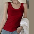 thumbnail image 7 of JGGSPWM Women's Tank Tops Ribbed Summer Casual Sleeveless Basic Cami Top Slim Fitted Blouse Tees Red S, 7 of 7