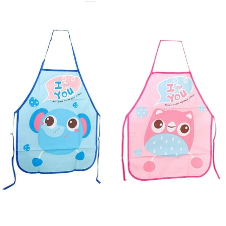 

2pcs Baby Infants Sleeveless Cotton Bib Cartoon Waterproof Drool Bibs Towels (Blue Elephant Pattern+ Owl Pattern)