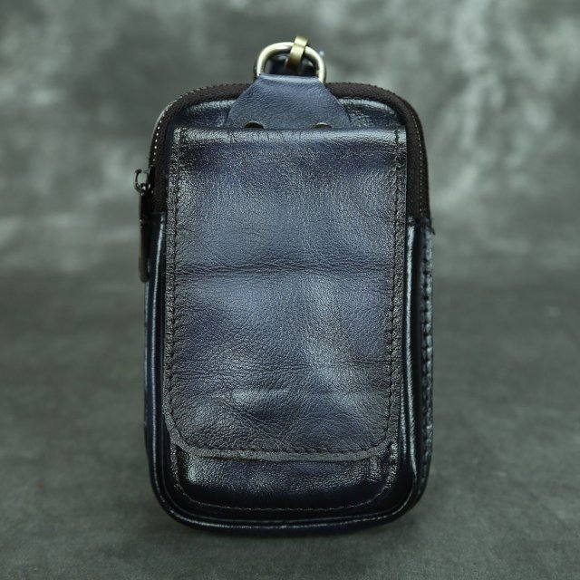 Riñonera de piel de vaca de primera capa para hombre, moderna y moderna, con cámara para teléfono móvil, para exteriores, pequeña, de 6 pulgadas, con gancho