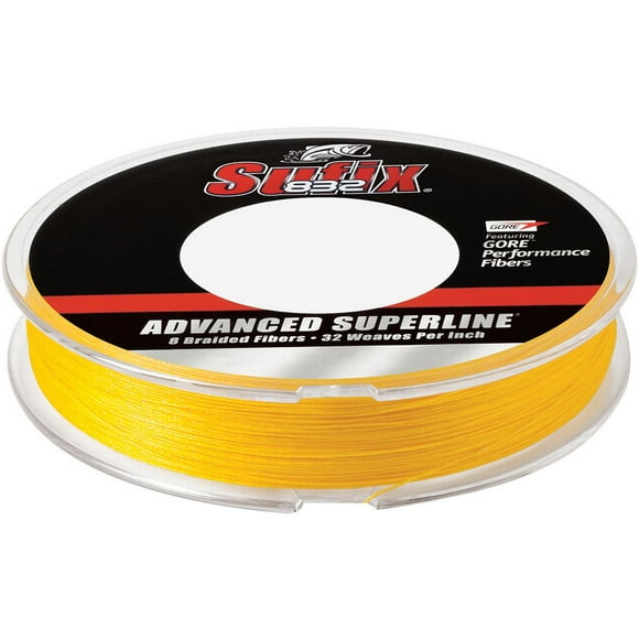 Sufix Ligne de Pêche Tressée Superline Avancée 150 Yards 832 - 20 lb. - Jaune Haute Visibilité