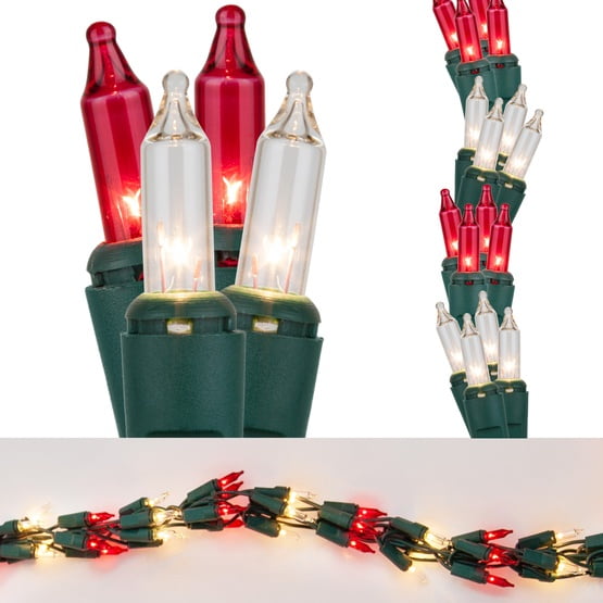 Wintergreen Lighting Red/Clear Cluster String Lights Garland, 9ft, 300