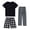 F266-Black, variant on FYDUU Children's Clothing Sets Girls Boys Summer Pajamas Loungewear Short Sleeve Tee Shirts Shorts And Pants Three Piece Outfit For Kids Home Wear,3-4 Years