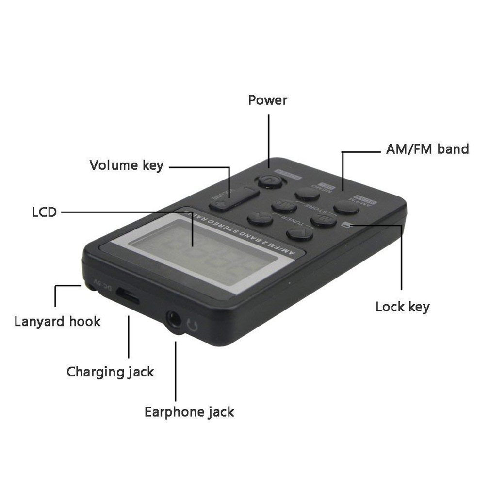 Personal AM FM Pocket Radio Portable Digital Tuning Stereo Radio with ...