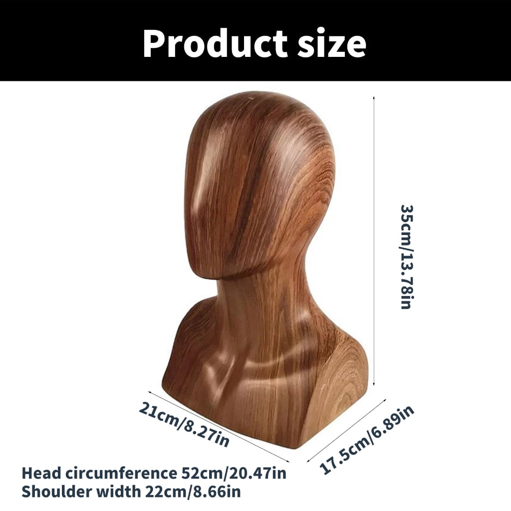 Tizuqe Professional Hat and Wigs Store Display Mannequin Head with Wood Grains Effect