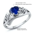 thumbnail image 5 of Gem Stone King 925 Sterling Silver Blue Created Sapphire MOM Mothers Day Ring (1.08 Cttw, Heart Shape 6MM, Available in Size 5, 6, 7, 8, 9), 5 of 5