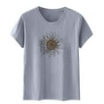 thumbnail image 5 of Njagoc3 Classic Fit Womens Basic Crewneck Short Sleeve Sunflower Graphic Print Breathable PolyCotton Casual Summer Tee, 5 of 6
