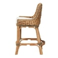 thumbnail image 3 of bali & pari Kyle Rattan, Mahogany wood and Seagrass BOHO Counter Stool, Natural Brown, 3 of 10