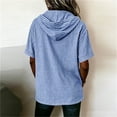 thumbnail image 5 of GUACER Womens Striped Hoodies Short Sleeve Cotton Linen Zipper Tops Casual Summer Shirts, 5 of 6