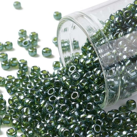 1Bottle TOHO Round Seed Beads Japanese Seed Beads (119) Transparent Luster Olivine 8/0 3mm Hole: 1mm about 222pcs/bottle 10g/bottle