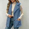 thumbnail image 2 of LUVDA Fleece Lapel Vest for Women - Button Up Sleeveless Warm Jacket with Pockets for Casual Outdoor Fall Winter Layering, 2 of 7