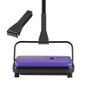 Manual Carpet Sweeper for Pet Hair,6.7" Wide Floor Cleaner with 300ml Dustbin,Easy-Empty Design for Home and Office,Purple