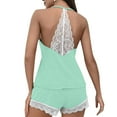 thumbnail image 5 of Bibifish Womens Pajama Sets Lace V Neck Strap Pajama Sets Casual Cami Tops With Shorts 2 Piece Cozy Soft Sleepwear Sets For Ladies, 5 of 9