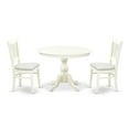thumbnail image 6 of East West Furniture - HBVA3-LWH-C - 3-Piece Dinette Room Set- 2 Wooden Chairs and Kitchen Dining Table - Linen Fabric Seat and Slatted Chair Back - Linen White Finish, 6 of 10