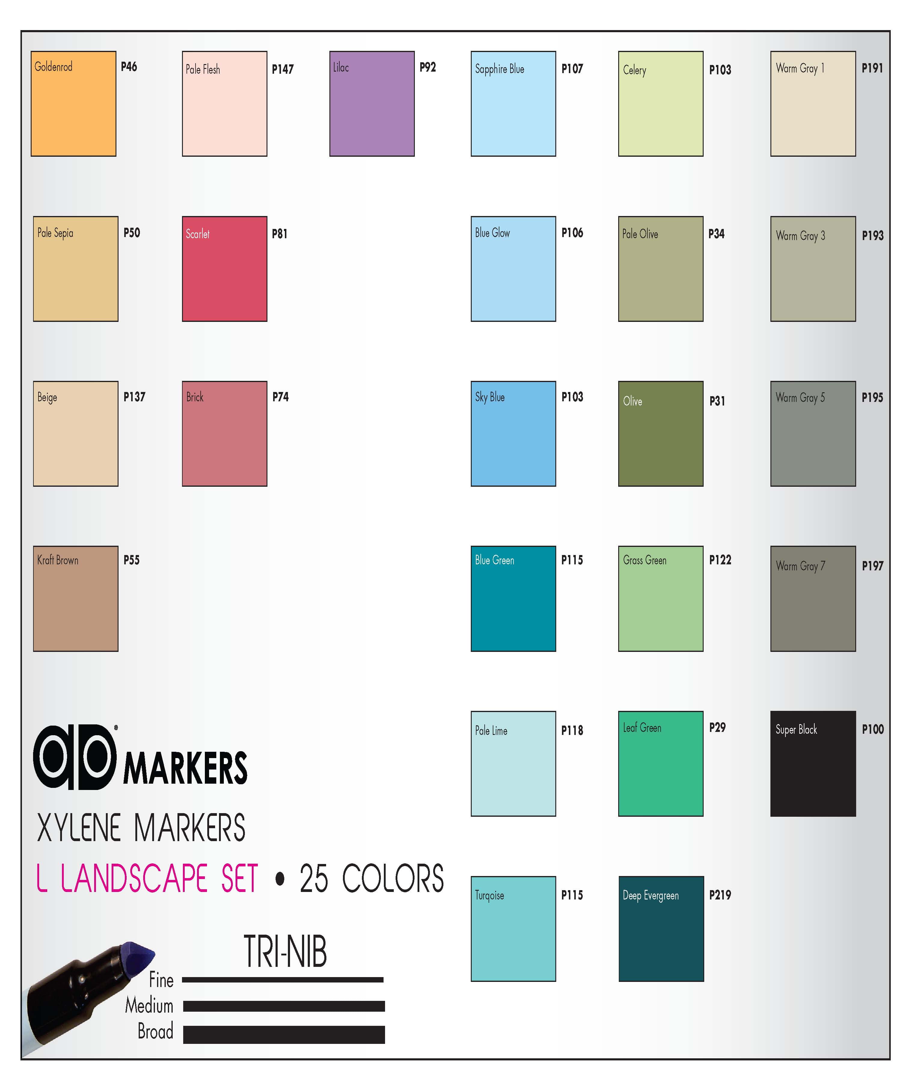 Chartpak Ad Setf Marker 25-Color Pastel Set