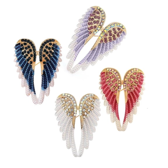 LICEWO 4pcs Dazzling Rhinestones Angel Wing Brooch Unisex Jewelry Pins for Backpacks