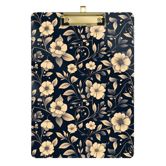 Plastic Clipboard Acrylic Hanging Clip Board with Gold Low Profile Office School Supplies 12.5x9 Flash Flower and Leaf