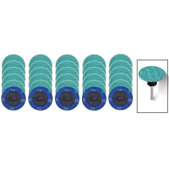 3 inch Abrasives Quick Change Green Zirconia Sanding Discs with Male R-Type Backing for Surface Finish Grind Polish Burr Rust Paint Removal Use with Die Grinder - Pack of 30