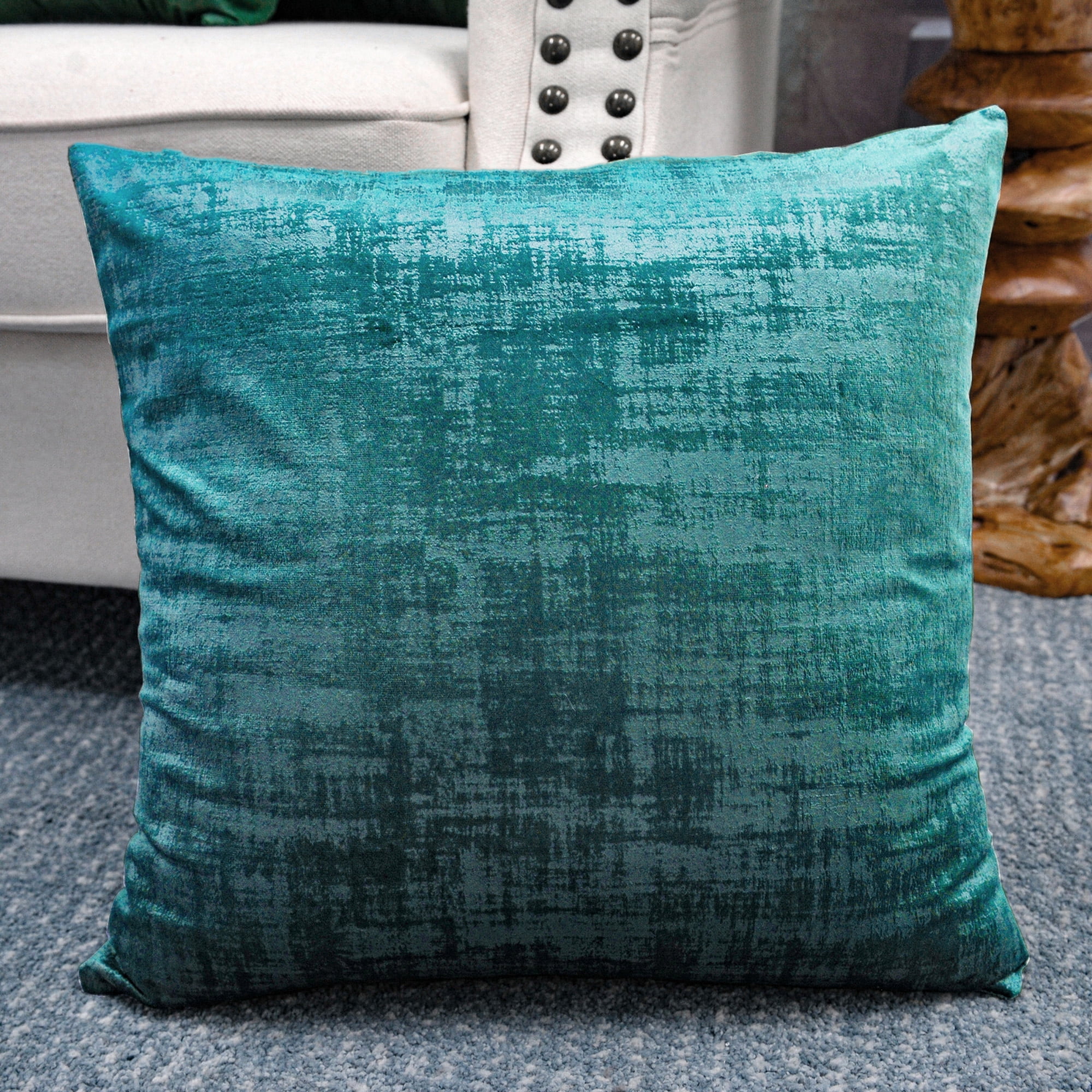 Home Soft Things Textured Velvet 4 Piece Throw Pillow Cover Set - Agate Green - 20" x 20"