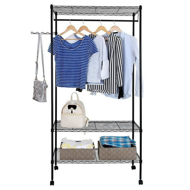 Zimtown Closet System Storage Organizer Garment Rack Portable Clothes Hanger Dry Shelf Walmart Com Walmart Com