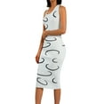 thumbnail image 4 of KOMOO Women Knit Halter Dress, Adults Slim Fit Sleeveless Geometric Print U-shaped Neck Dress, 4 of 7