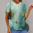 thumbnail image 6 of Lucky Koi Fish Lotus Leaf T Shirts Basic T-Shirt Short Sleeve Ladies Tee Shirt Summer Graphic Clothing, 6 of 6