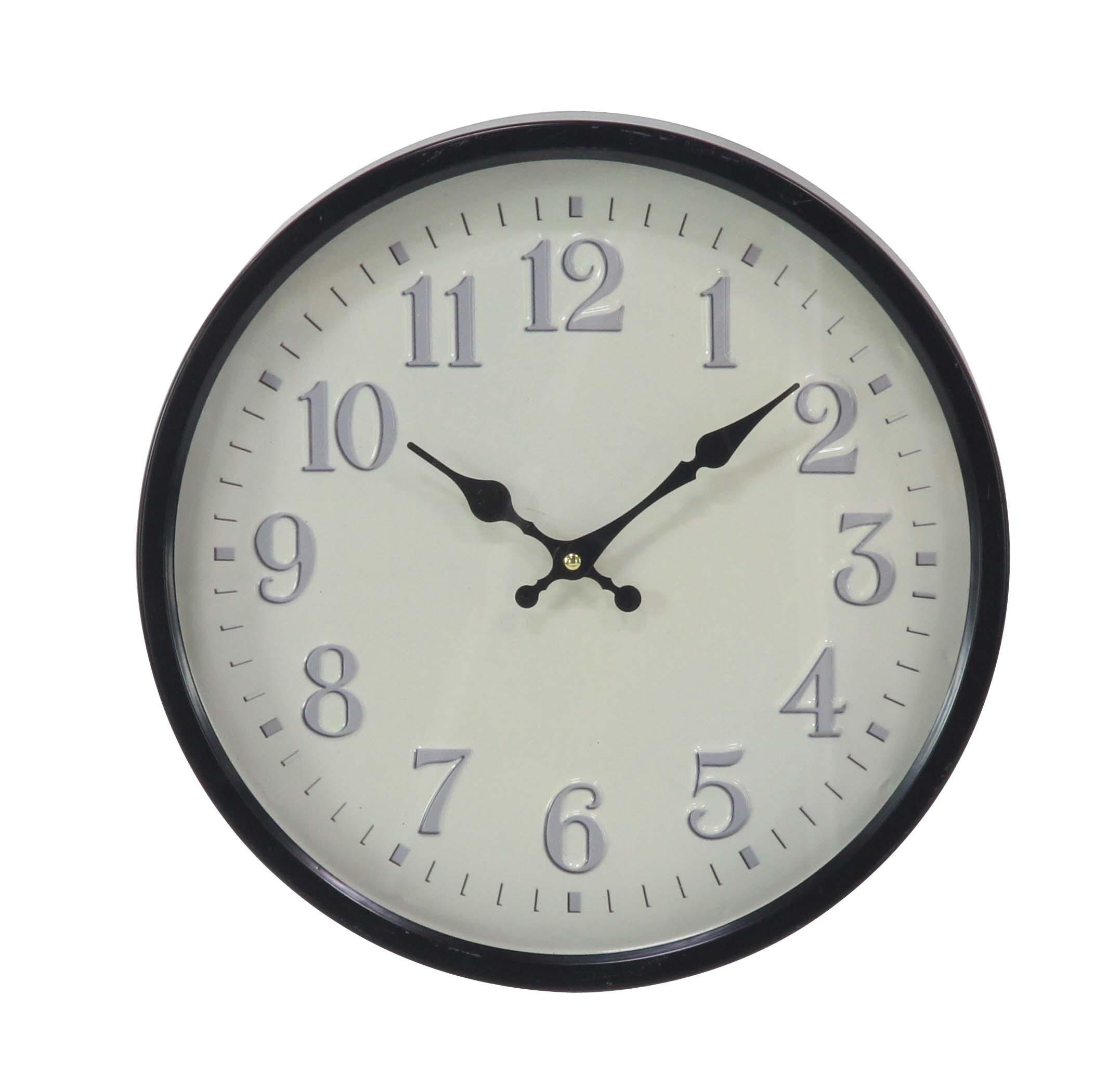 Decmode Modern Iron Framed White Wall Clock, White