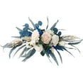 thumbnail image 3 of Flower Wreath Decoration Wall Wedding Party Decor Multiuse Door Multicolor Silk Cloth Lintel Artificial Peacock Blue Champagne Rose, 3 of 11
